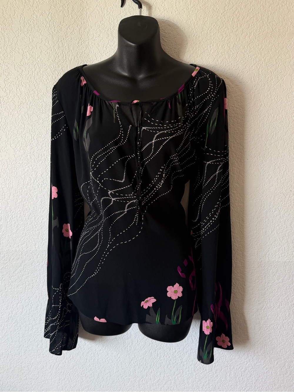 Vintage 90s Elyse Hart Ltd 100 % Rayon Floral Blouse 🌸
